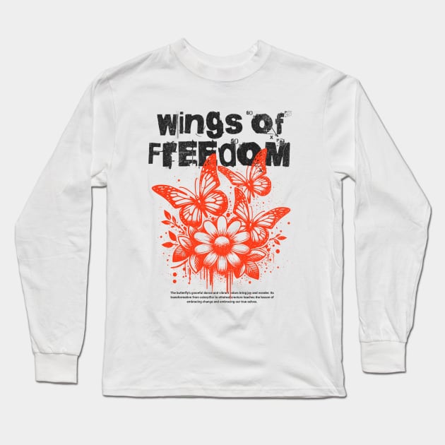 Wings Of Freedom Butterfly Long Sleeve T-Shirt by Odetee